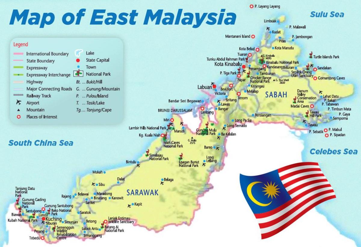 mapa do leste da malásia