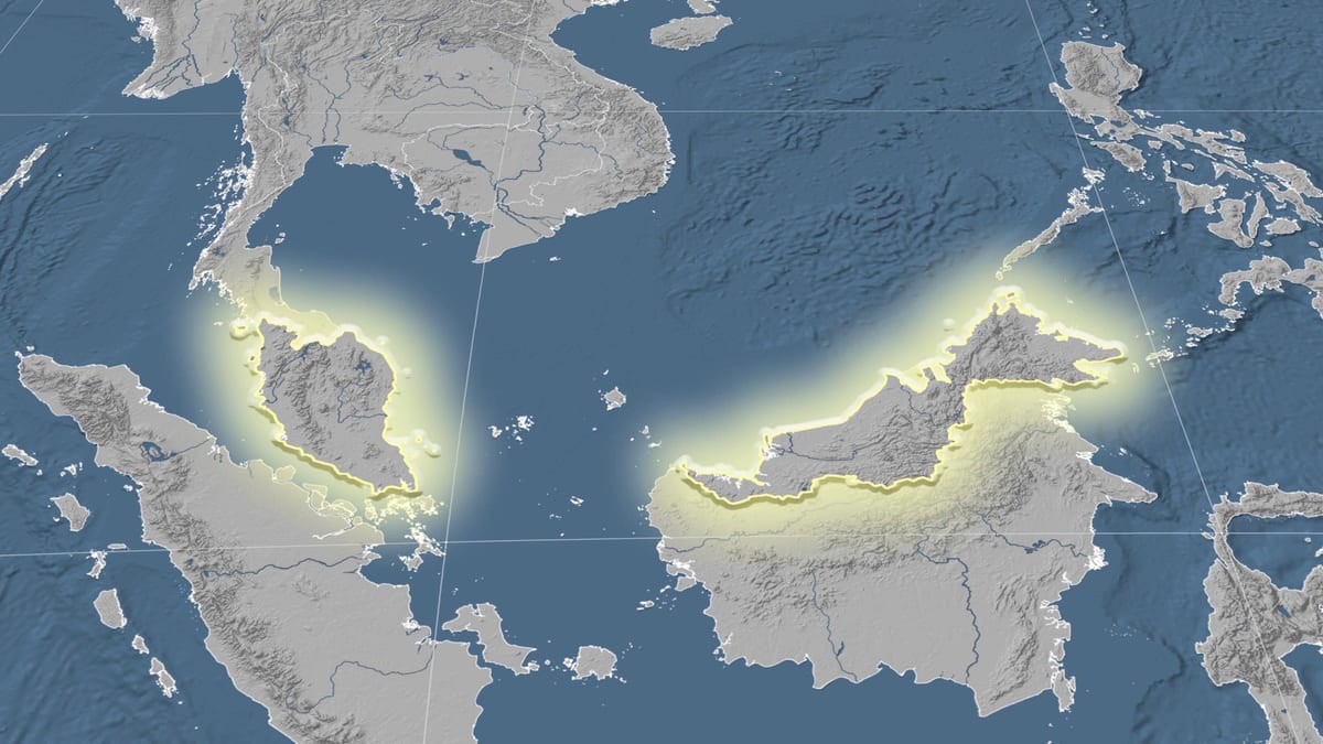 mapa da malásia de elevação