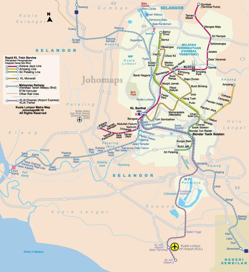 malásia mapa do metropolitano