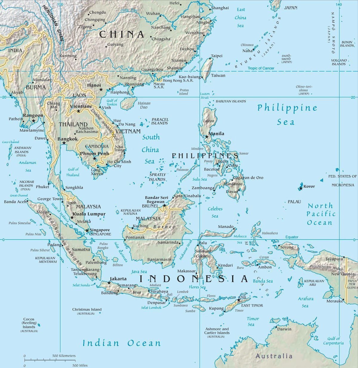 mapa da malásia e países vizinhos