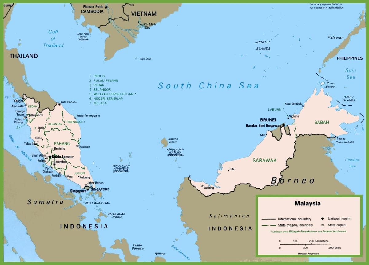 mapa da malásia político