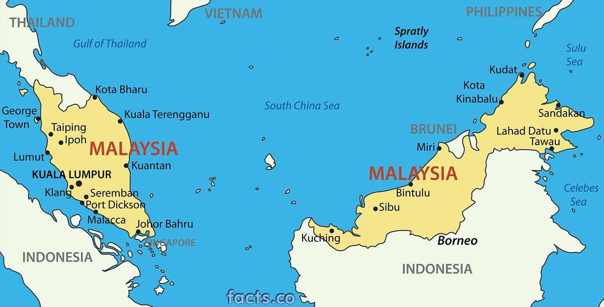 um mapa da malásia