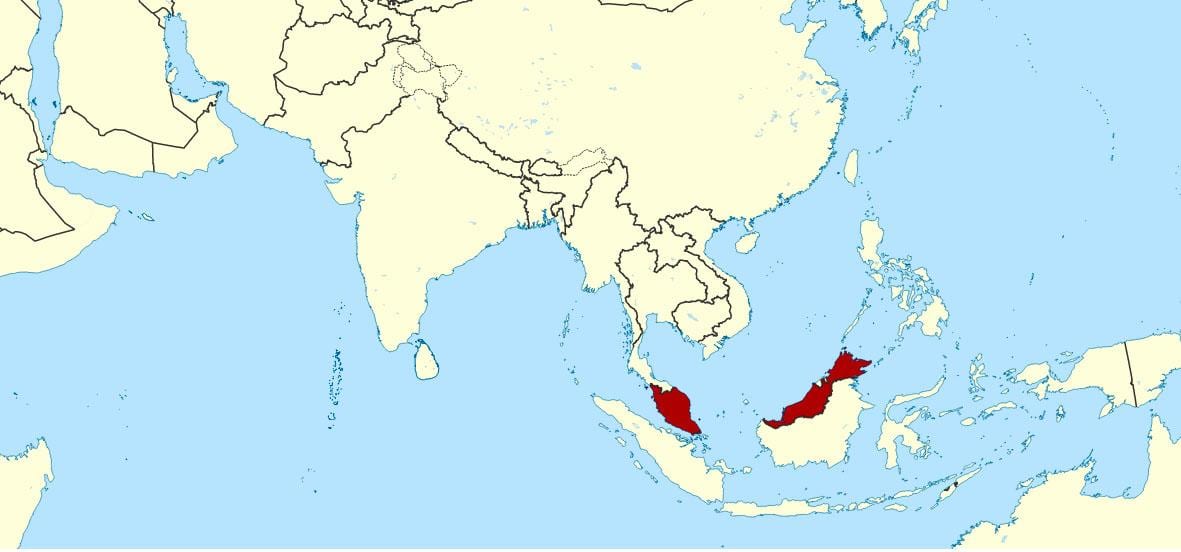 mapa mostrando malásia