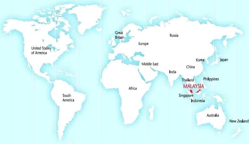mapa mostrando malásia
