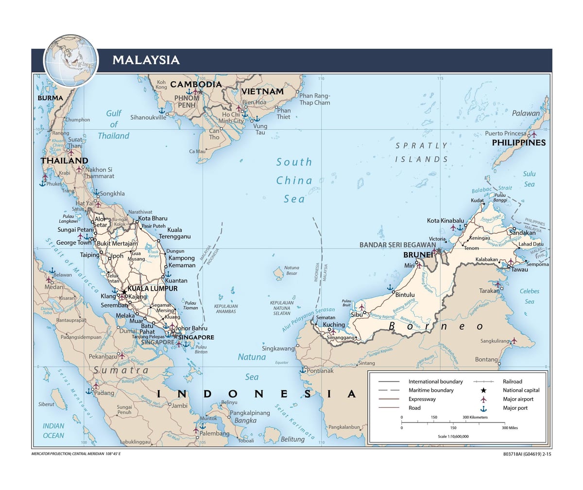 mapa da malásia porto do mar