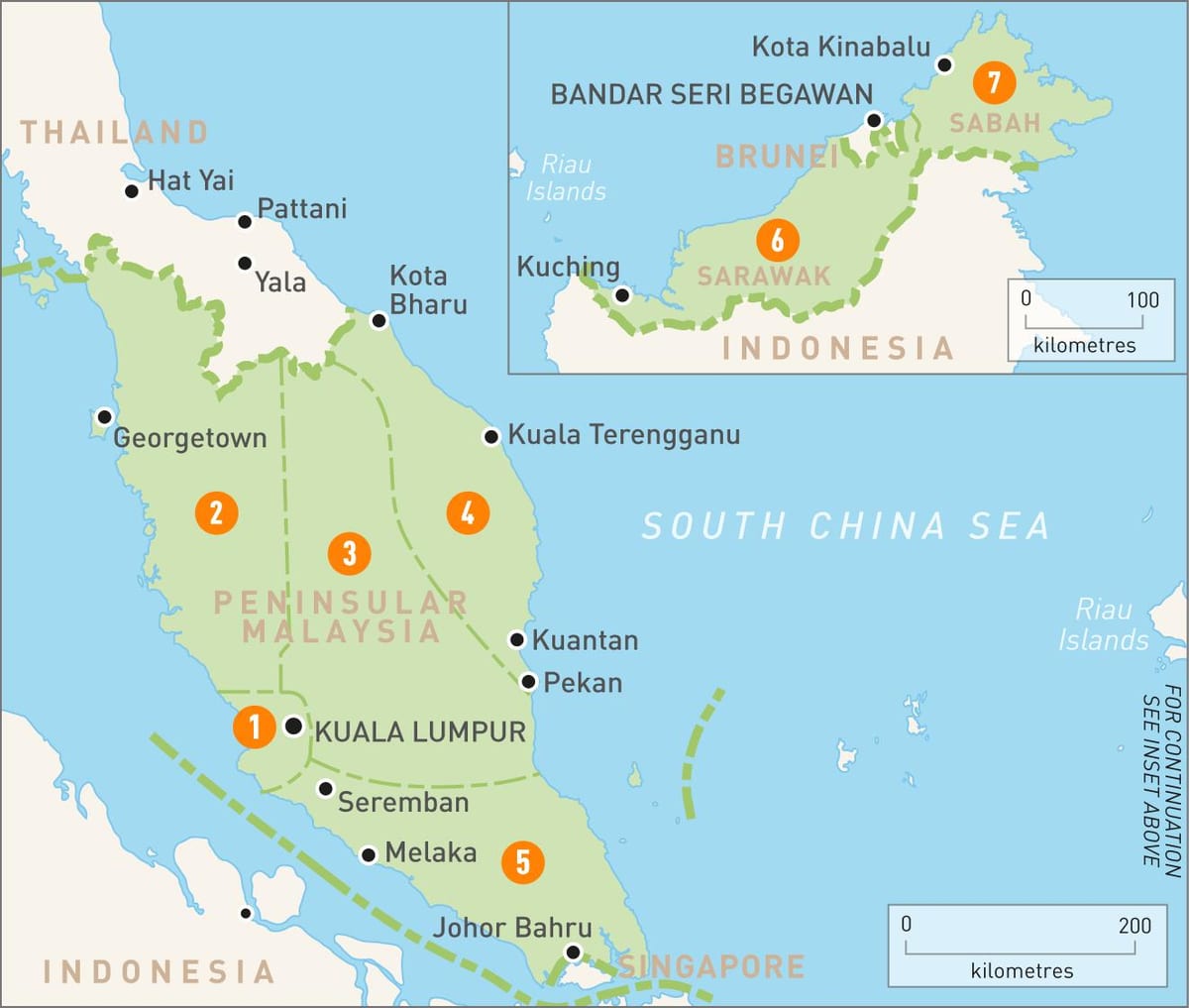 malásia regiões mapa