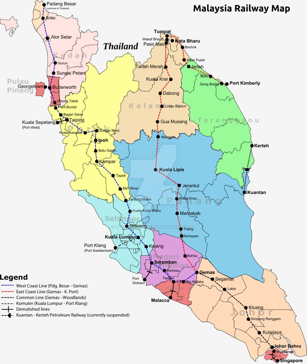 mapa de trem malásia