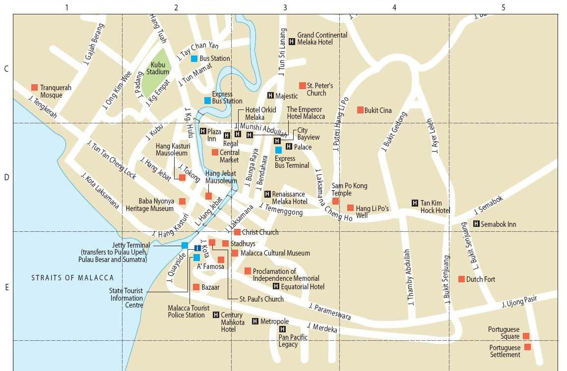 mapa de malaca na malásia