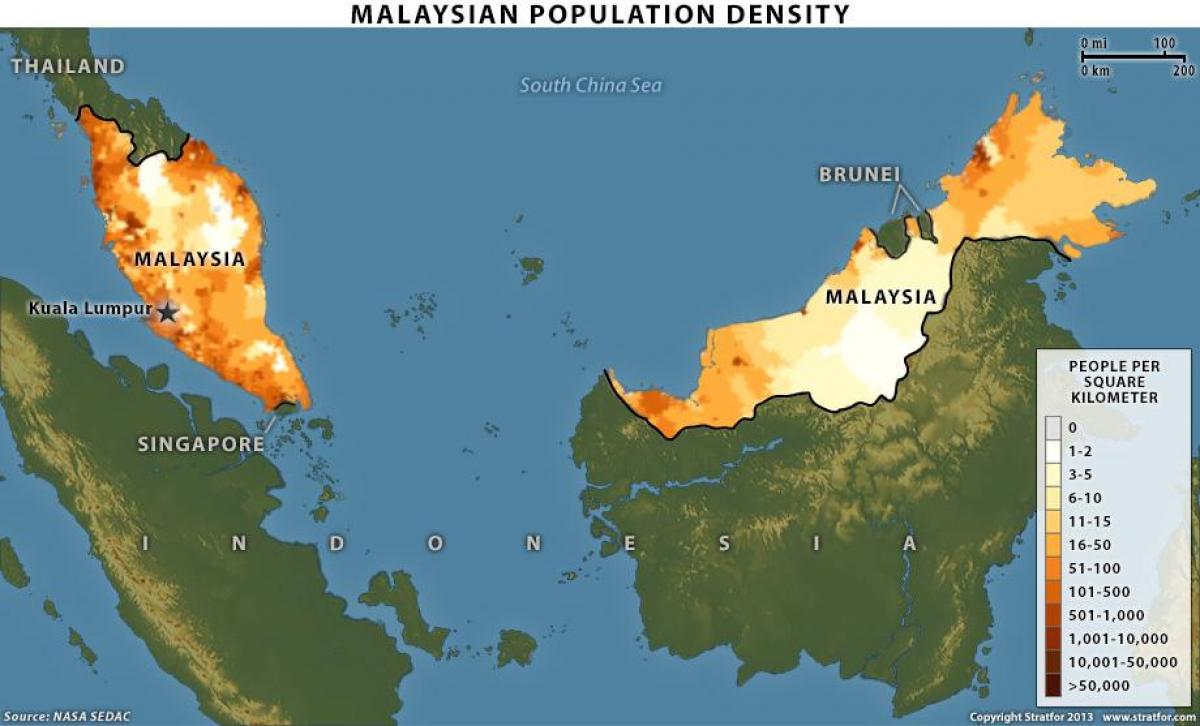 ringgit densidade populacional mapa