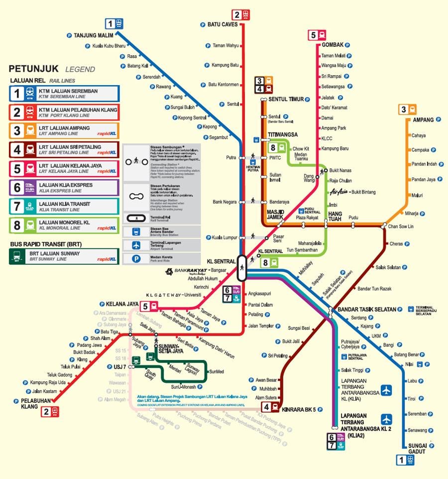 malásia mrt mapa de 2016