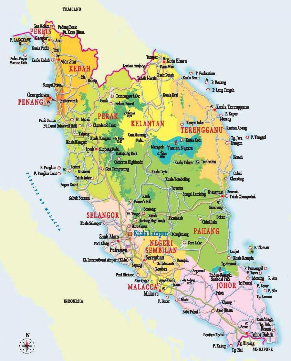 mapa da malásia ocidental