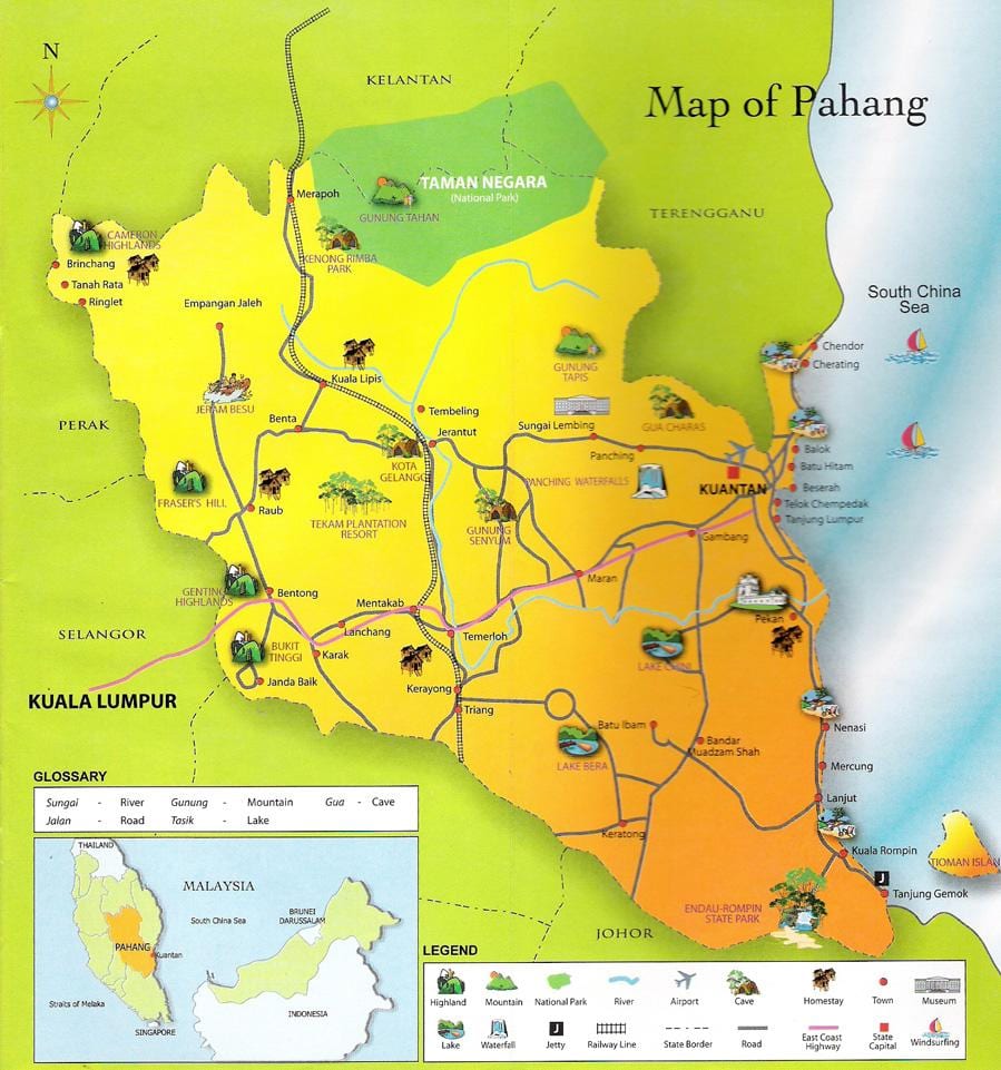 mapa do estado de pahang malásia