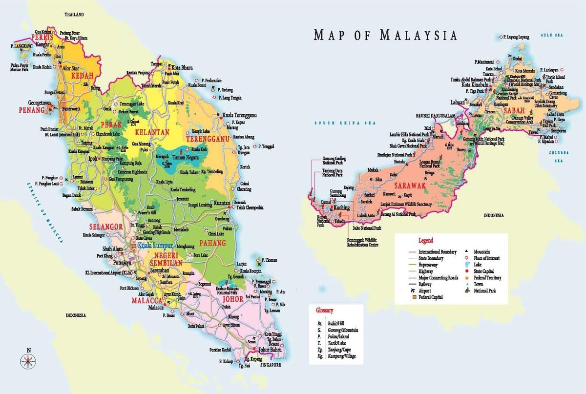 malásia atracções turísticas mapa