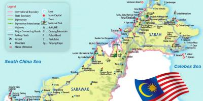 Mapa do leste da malásia