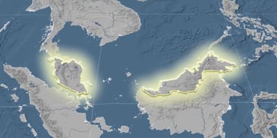 Mapa da malásia de elevação 