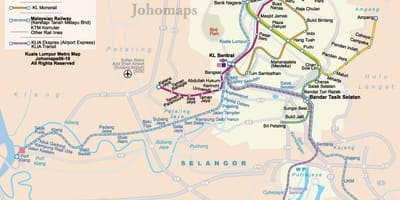Malásia mapa do metropolitano