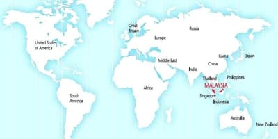 Mapa mostrando malásia