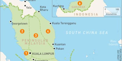 Malásia regiões mapa