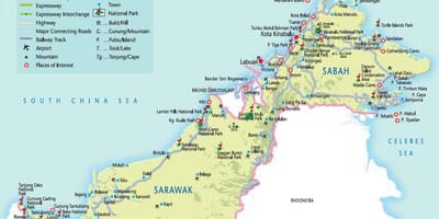 Mapa de estradas da península da malásia