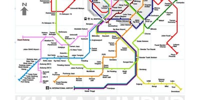 Estação de Mrt (metro linha 3 mapa da malásia